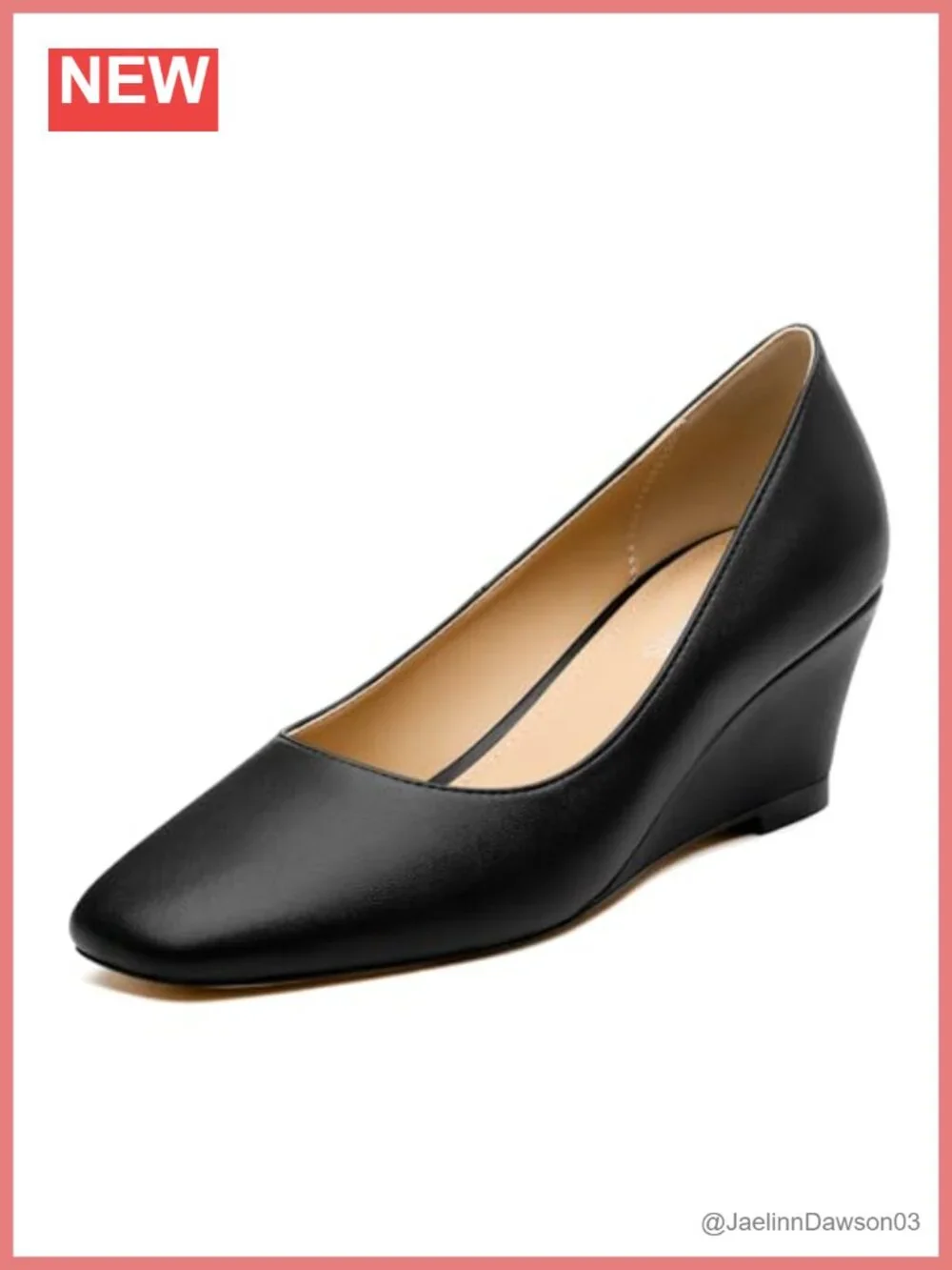 Women's Faux Leather Square Toe Wedge Heels Slip On Work Pumps